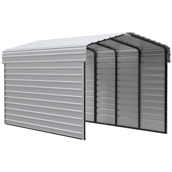 Arrow Storage Products Galvanized Steel Carport, W/ 2-Sided Enclosure, Compact Car Metal Carport Kit, 10'x20'x9', Eggshell CPH102009ECL2 - main